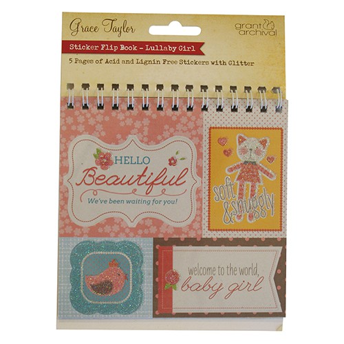 Набор стикеров с глиттером Baby Girl, книжечка 5 листов, из коллекции Колыбельная (Lullaby) Grace Taylor   