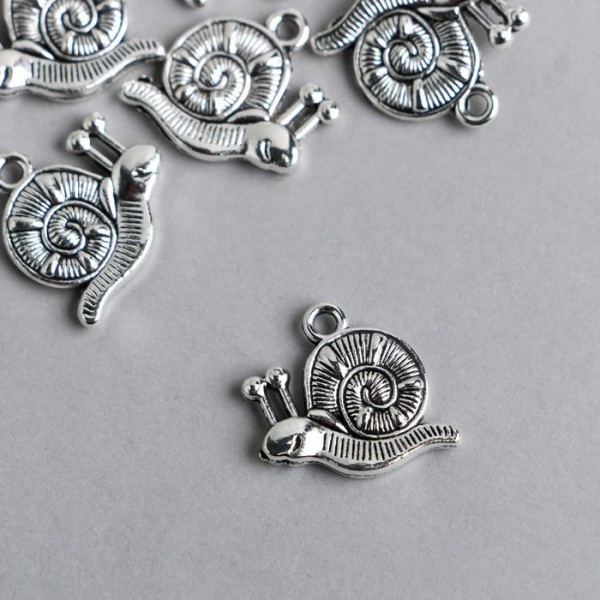 Подвеска металлическая "Улитка", цвет Серебро, 1 шт.