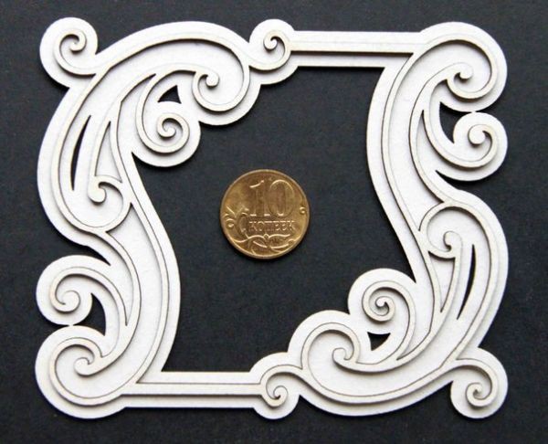 Фигура из чипборда "Рамочка квадратная с завитками", 2 штуки в комплекте (By Mama Yaga, Россия)