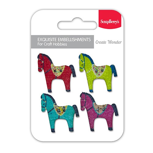 Набор деревянных фигурок "Лошадки", 4 шт. (Scrapberry's) 