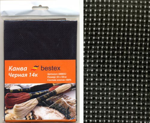 Канва Аида 14 Bestex , цвет Черный, 50х50см