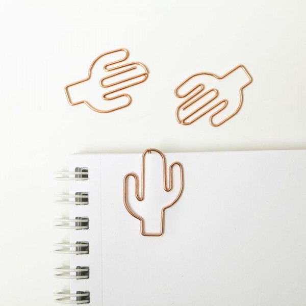 Скрепка декоративная "Кактус", цвет Розовое золото, 1 шт.