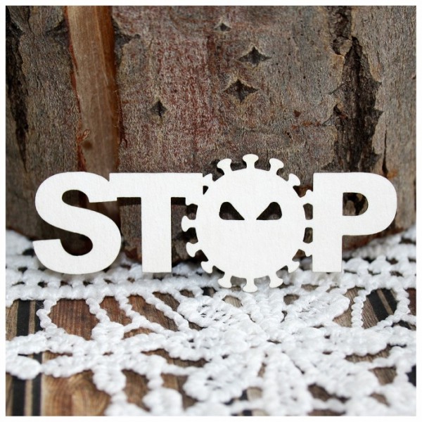 Надпись из чипборда "STOP вирус" из коллекции "Оставайся дома" (Россия)