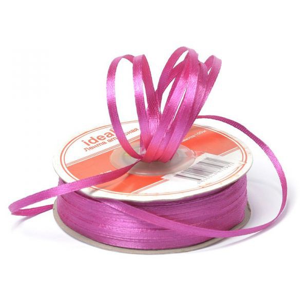 Атласная лента, ширина 3 мм, цвет Малиновый, 1 метр