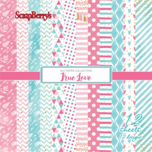 Набор бумаги 15*15 см из коллекции "История нашей любви" (True love), 12 листов (Scrapberry's)