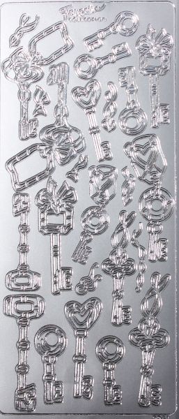 Контурные наклейки "Ключики", цвет Серебро (Scrapberry's) 