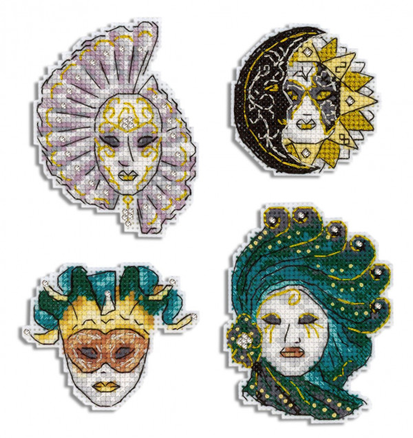 Набор для вышивки магнитов "Венецианские маски" ( М.П. Студия, "Жар-птица")