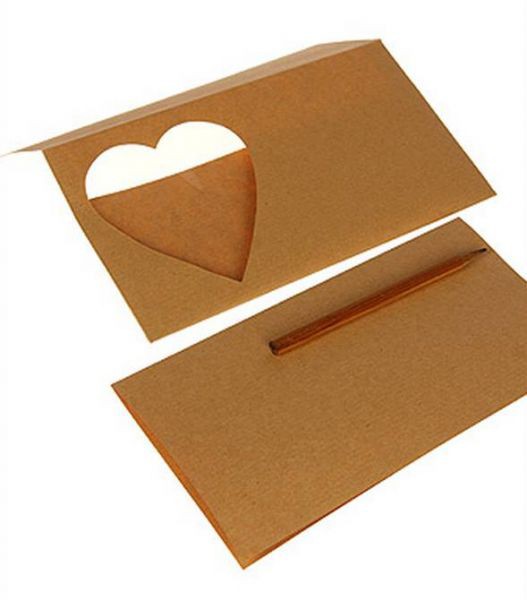 Конверт из крафт-бумаги с окном "сердце". 1 шт.