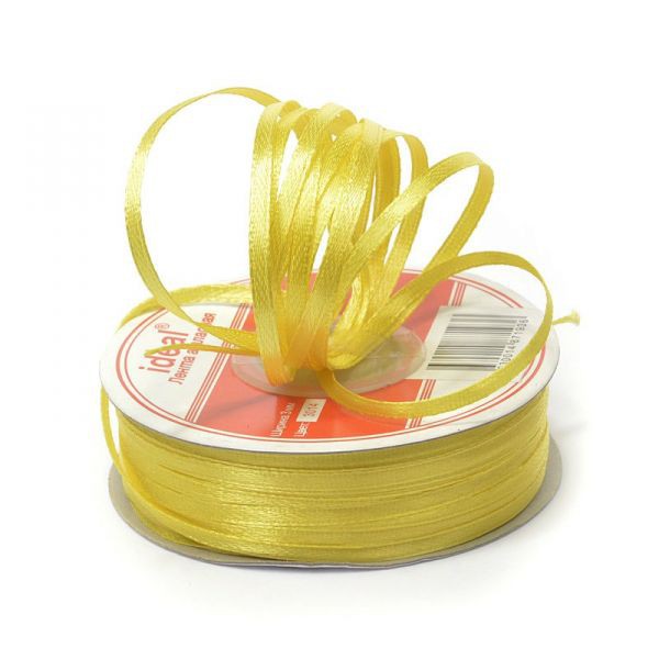 Атласная лента, ширина 3 мм, цвет Желтый, 1 метр