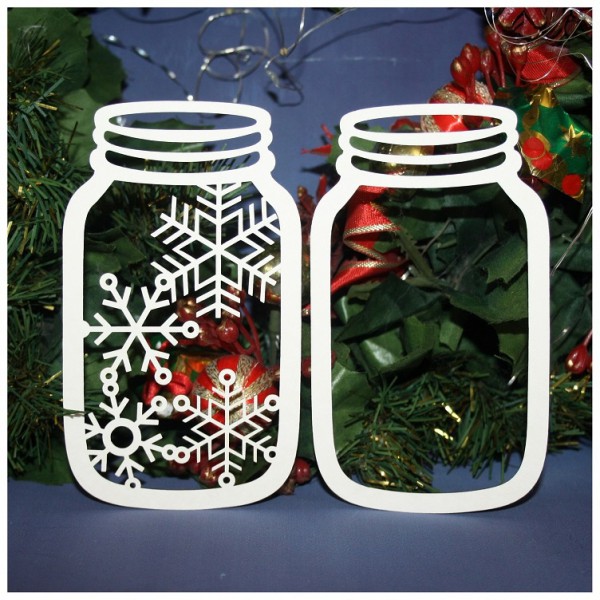Фигурка из чипборда "Банка со снежинками" 12,5*7,2 см (Россия)