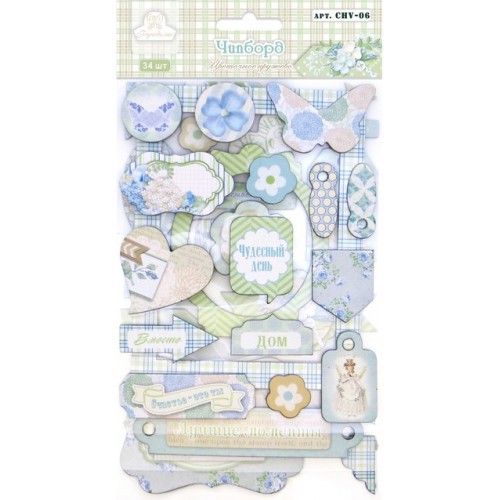 Стикеры из чипборда из коллекции "Цветочное кружево" 34 эл. (Рукоделие)