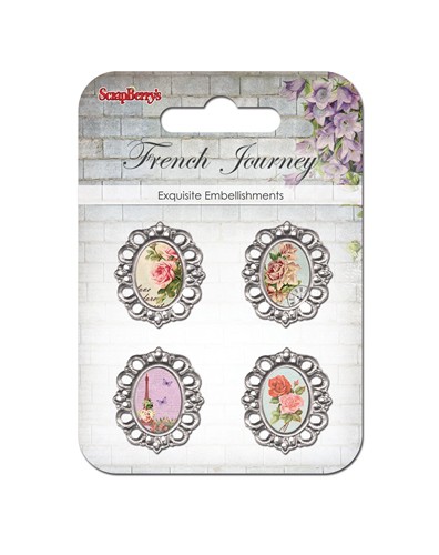 Набор украшений в металлических рамках "Розы" из коллекции Французское путешествие (Scrapberry's)
