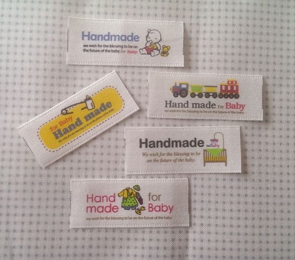 Этикетки хлопковые с принтом "Handmade for Baby", ширина 20 мм, 5 штук (Scrapberry's) 