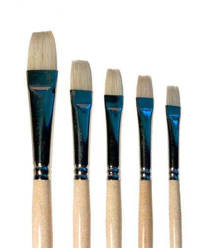 Кисть плоская, щетина, удлиненная ручка, номер по выбору (Черная речка)