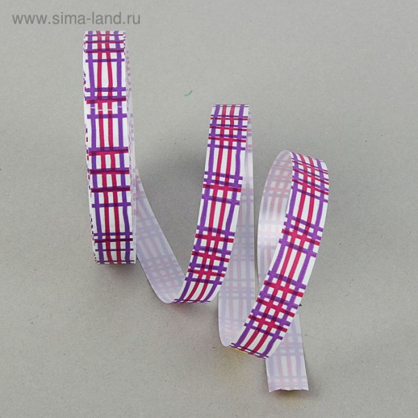 Лента для декора и подарков "Бело-Малиново-Фиолетовая", ширина 2 см, длина 5 метров (Польша)