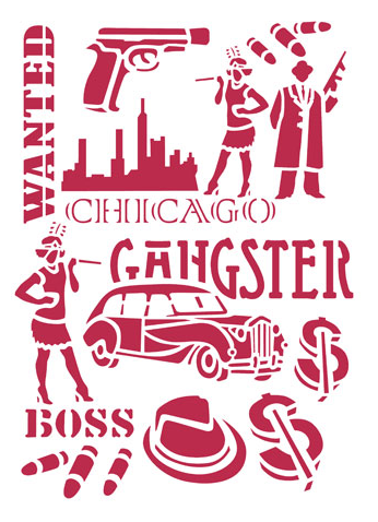 Трафарет "Гангстеры", 21*29 см (А4)  (Stamperia)