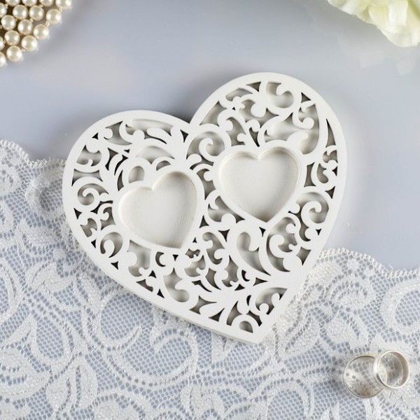 Подставка под кольца "Ажур", цвет Белый, 14,4х13х0.8 см