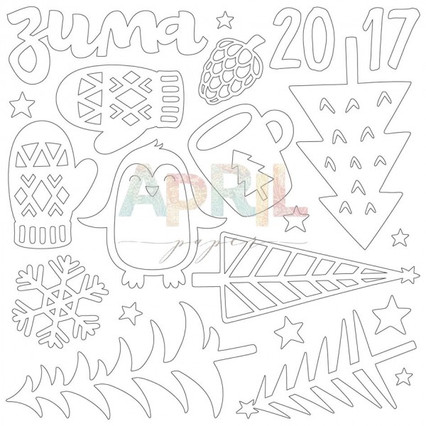 Набор чипборда из коллекции "Снежная нежная", 23 элемента (April, Россия)