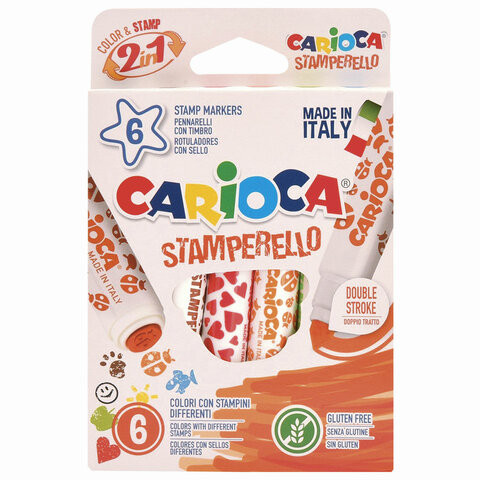 Набор фломастеров с штампами для детского творчества, 6 шт. (Carioca, Италия)