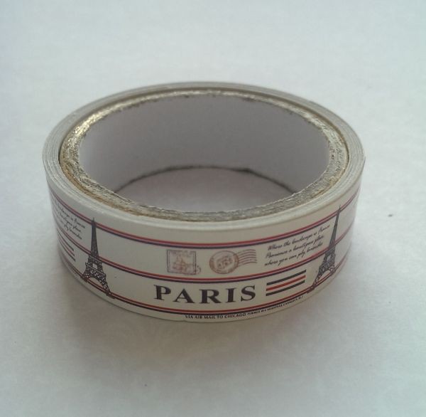 Дизайнерский бумажный скотч с принтом "Парижский почтовый" 15мм*1,5 м (Magic Hobby) 