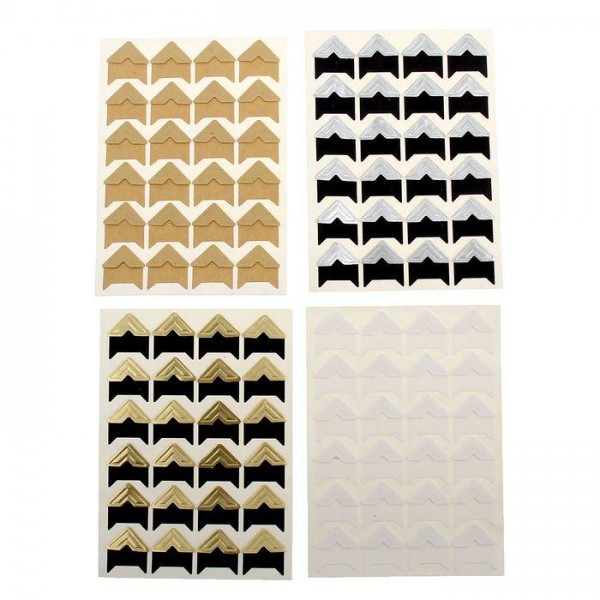 Уголки для фотографий на клеевой основе, 14*14 мм, цвет в ассортименте, 24 штуки (Артузор)