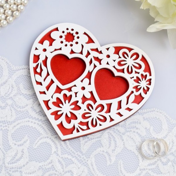 Подставка под кольца "Ажур", цвет Бело-красный, 14,4х13х0.8 см