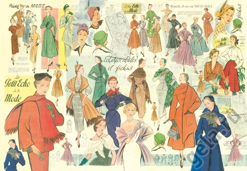 Бумага рисовая для декупажа "Старинные модели" 48*33 см, 1 лист (Италия)