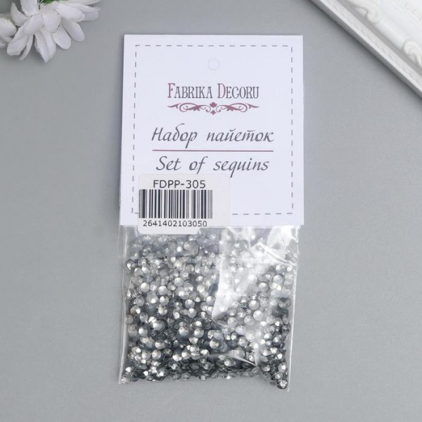 Пайетки круглые 4 мм, цвет Серебро зеркальное, 10 г (Фабрика декору, Украина) 