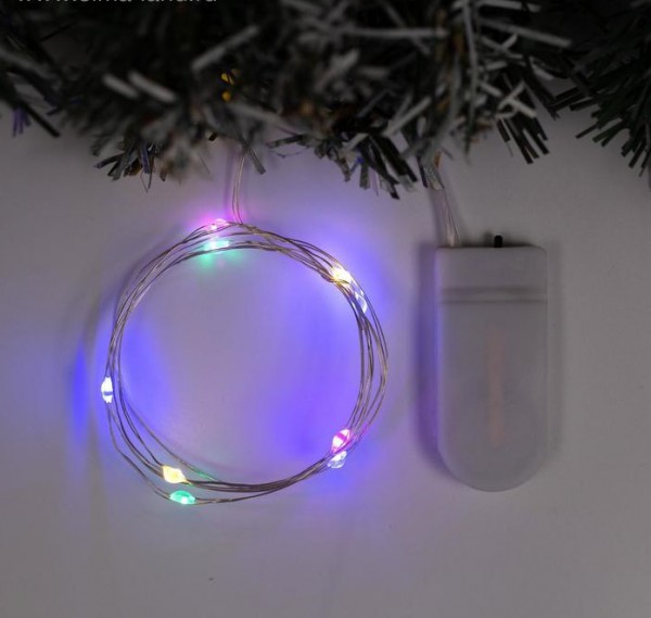 Гирлянда светодиодная "Нить" 1  метр, серебристая нить, свечение разноцветное, фиксированный режим