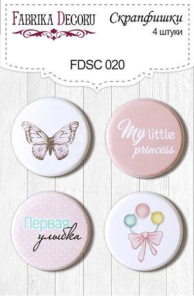 Набор скрап-фишек из коллекции Baby Shabby #20, 4 штуки (Фабрика декору, Украина)