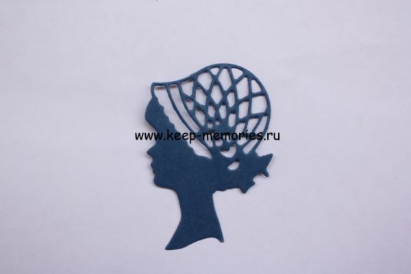 Тиснено-вырубное изделие "Женская головка в шляпке", Темные оттенки