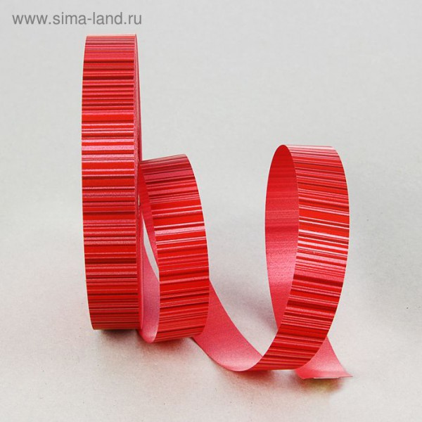 Лента для декора и подарков "Красная в полоску", ширина 2 см, длина 5 метров (Польша) 