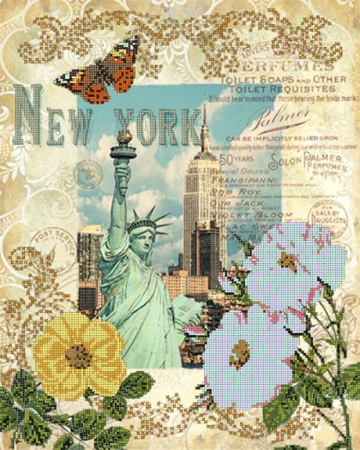 Схема для вышивания бисером Глурия "Вокруг света - Нью-Йорк", 32х40 см 