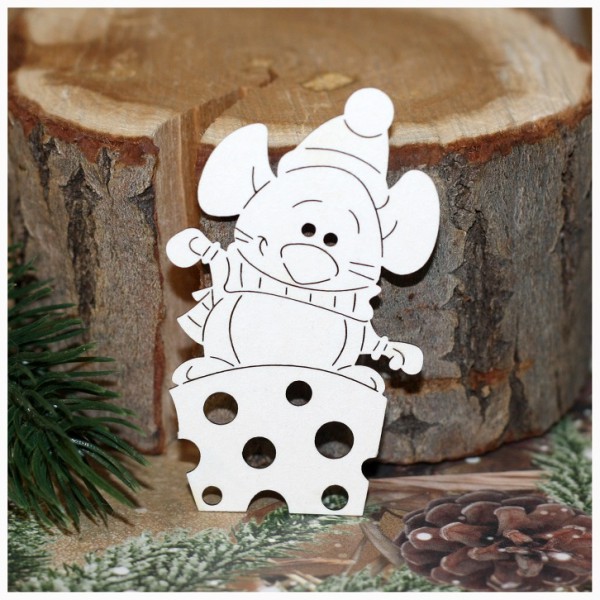 Фигурка из чипборда "Мышка на сыре" (Россия)