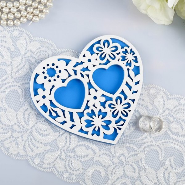 Подставка под кольца "Ажур", цвет Бело-синий, 14,4х13х0.8 см.