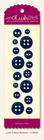 Набор пуговиц из коллекции "Lush-2", цвет Морской Синий (Navy) (My Mind's Eye)