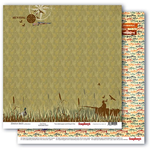 Бумага из коллекции "Мужские хобби"  На рыбалку (Scrapberry's)  