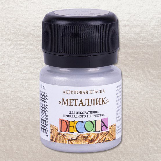 Краска акриловая Металлик для декоративного творчества, цвет Серебро №966,  баночка 20 мл (Decola)  