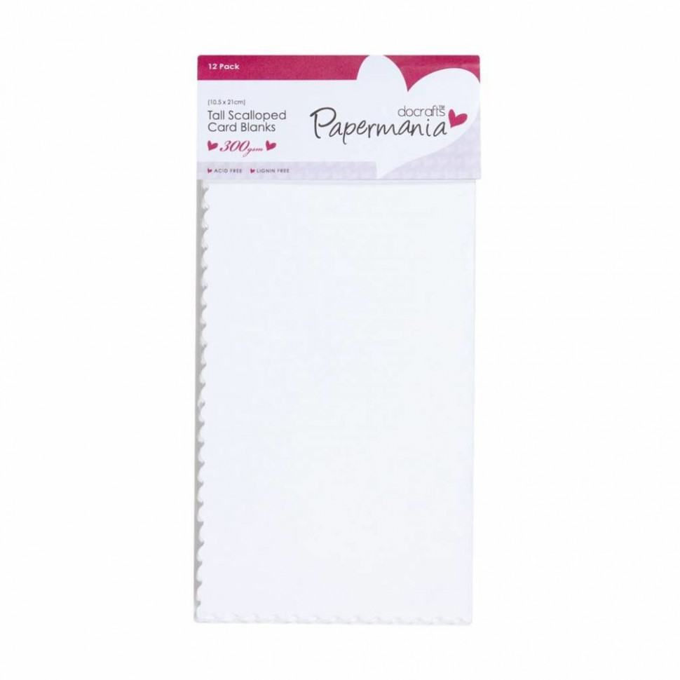 Заготовка для открытки с конвертом, цвет Белый, Зубчатый край, 10,5*21 см, 1 штука (Papermania) 