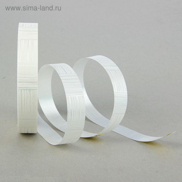 Лента для декора и подарков "Белая в полоску", ширина 2 см, длина 5 метров (Польша) 