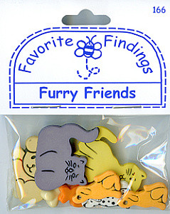 Набор тематических пуговиц "Пушистые друзья" (Furry Friends), 8 шт. (Favorite Findings)