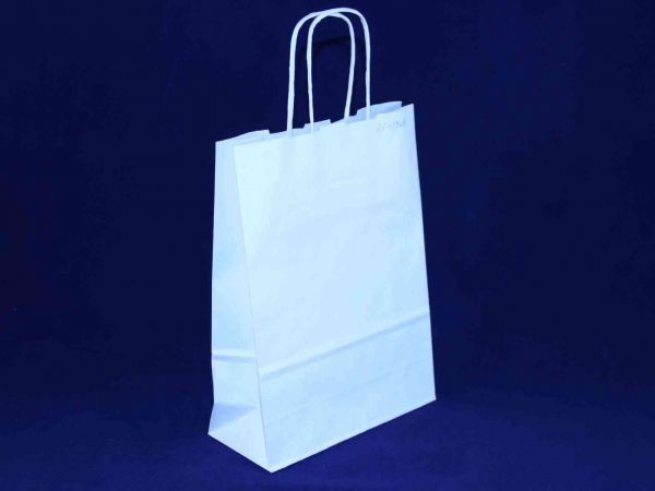 Пакет бумажный с кручеными ручками, цвет Белый, 25*18*8 см