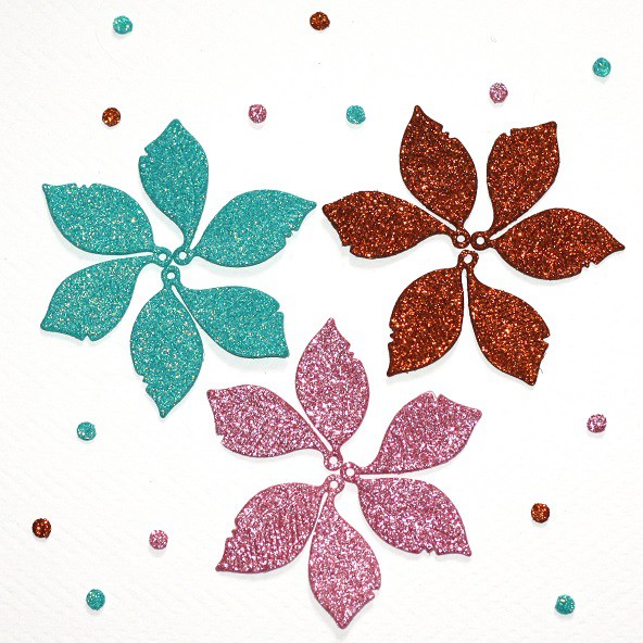 Вырубное изделие из фоамирана с глиттером "Листики магнолии-1"