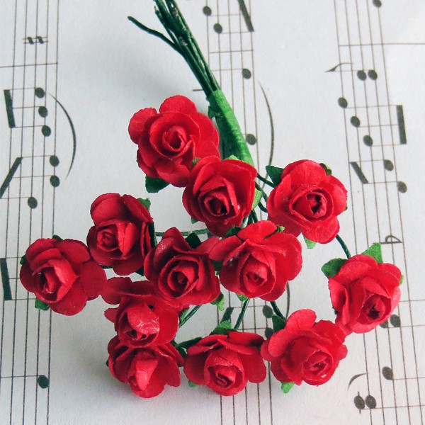 Открытые розы, цвет Красный, 10 мм, 12 штук 