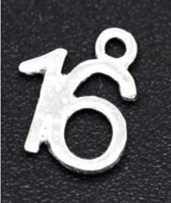 Подвеска металлическая "Памятные цифры-16", цвет Серебро, 1 шт.