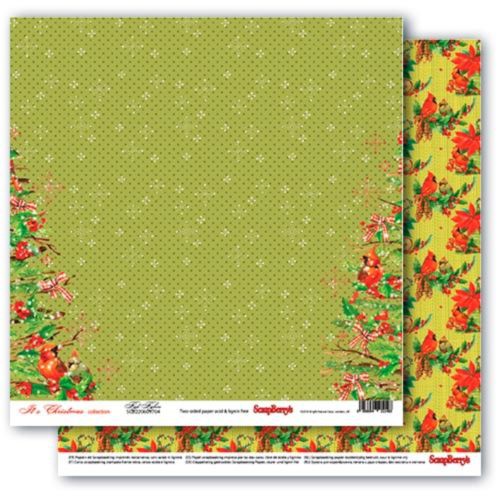 Бумага из коллекции "Рождественская Омела" Малиновки (Scrapberry's)  