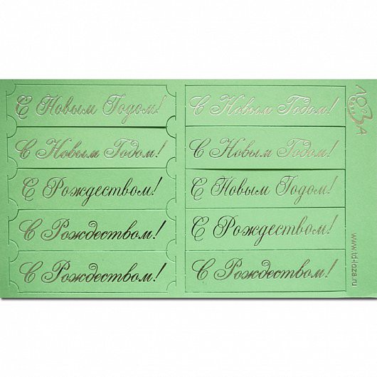 Набор шильдиков "С Новым годом!", цвет Светло-зеленый матовый/Серебро, 10 шт. 