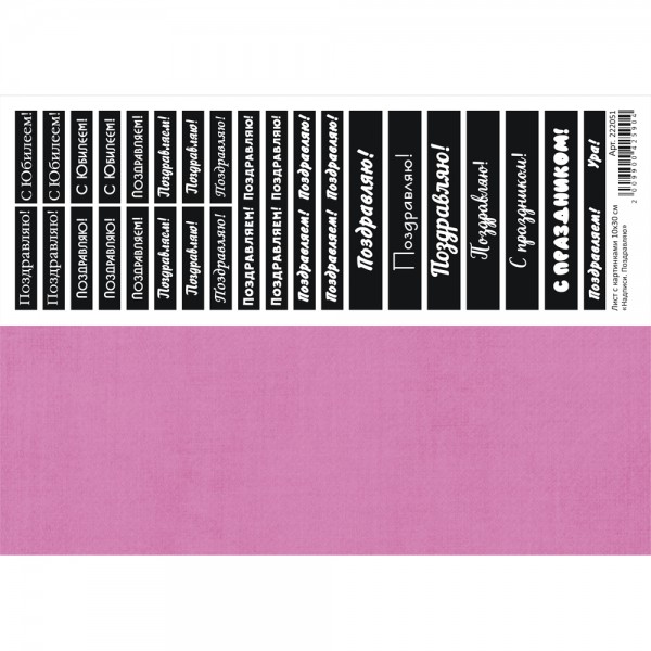 Лист с картинками "Надписи-Поздравляю!", 10*30 см (ScrapMania)