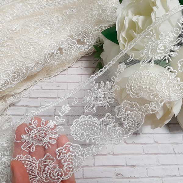 Кружево "Блюмарин компаньон", цвет - белый, ширина 8 см, отрез 50 см.