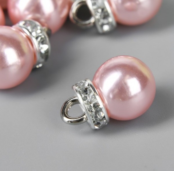 Декоративная подвеска "Розовая жемчужина с серебристой петелькой", 1 шт.  (АртУзор)  